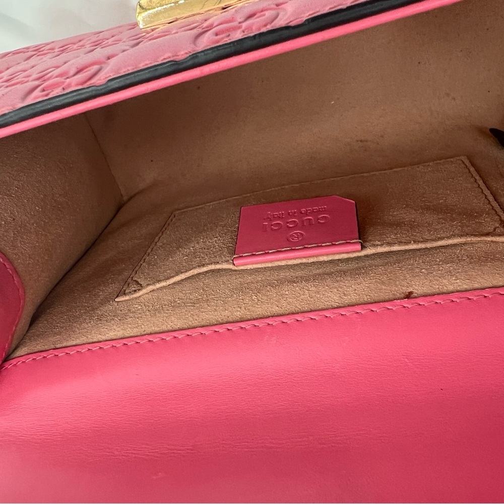 GUCCI GG Microguccissima pink Padlock Leather Chain Shoulder bag ❤️ - Picture 8 of 12